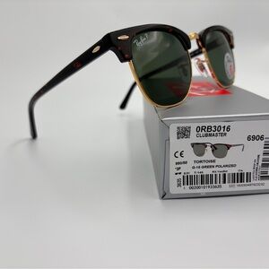 Ray-Ban Polarized ClubMaster Sunglasses 990/58 Tortoise Gold Green Lens 51mm